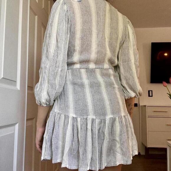 Blue Island Boho White & Grey Striped Mini Dress – XS/S - Picture 4 of 6